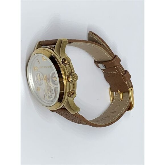 Michael Kors Runway MK5305 Women's Brown Leather Analog Dial Quartz Watch WFH180 - Picture 7 of 11